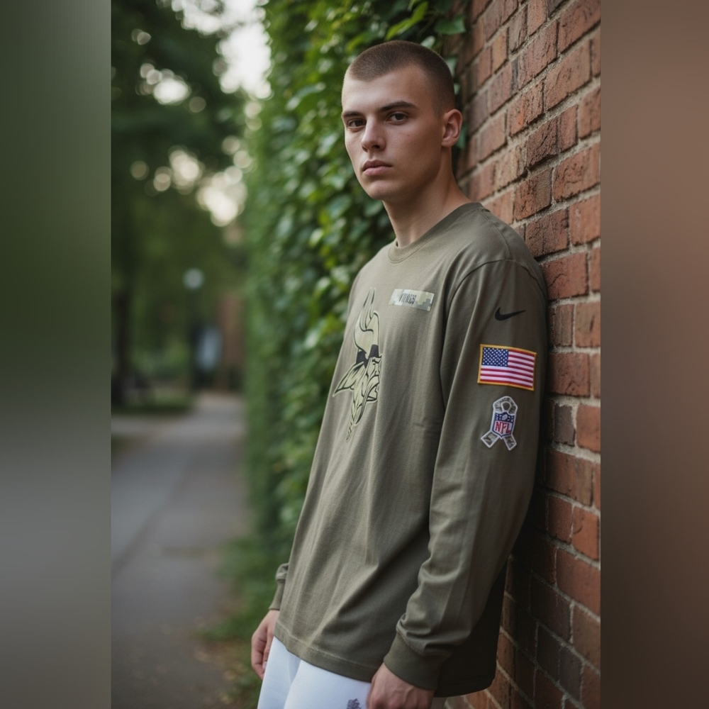 Nike Men's Olive Long Sleeve Vikings Tee
